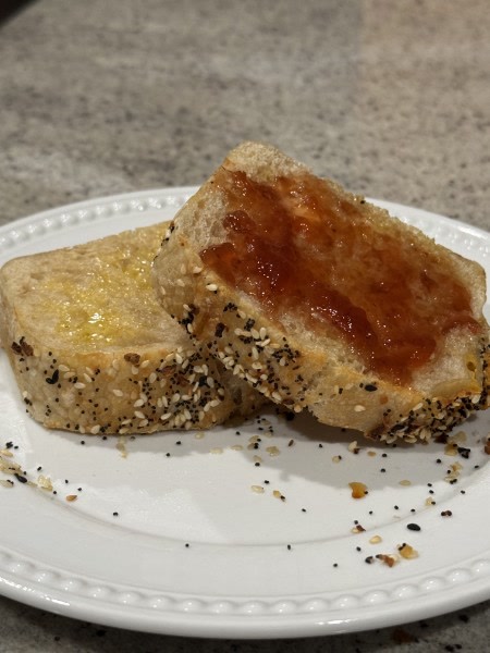 Fresh sourdough bread with jam